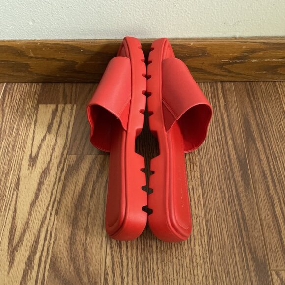 Coach Women Size 8.5B Bright Poppy Slip-On Square Toe Fiona Leather Sandal NWB - Picture 8 of 16